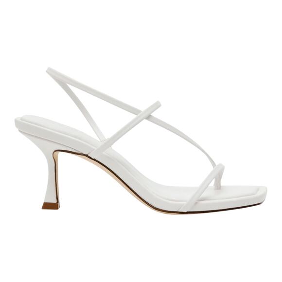 Steve Madden Women's Locke Strappy Leather Mid Heel Dress Sandals White Size 8 - Picture 2 of 4
